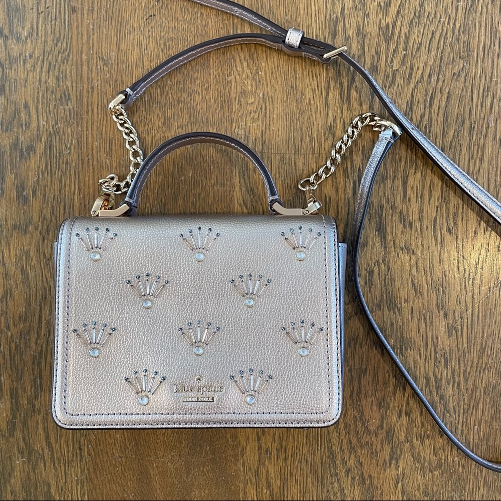 Kate Spade Maisie Patterson Drive Embellished Crossbody Bag Purse Rose Gold